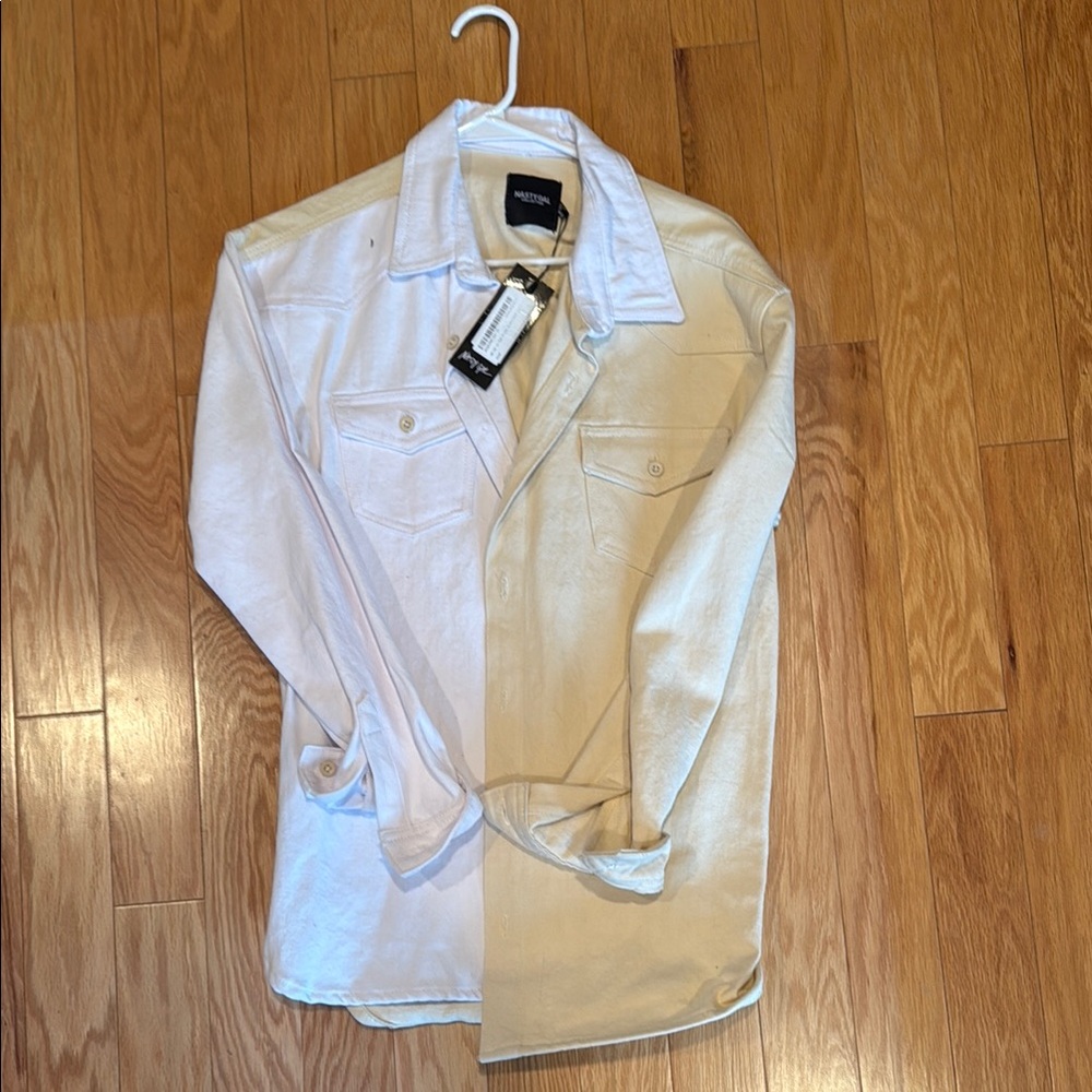 Tan and White Men's Jacket